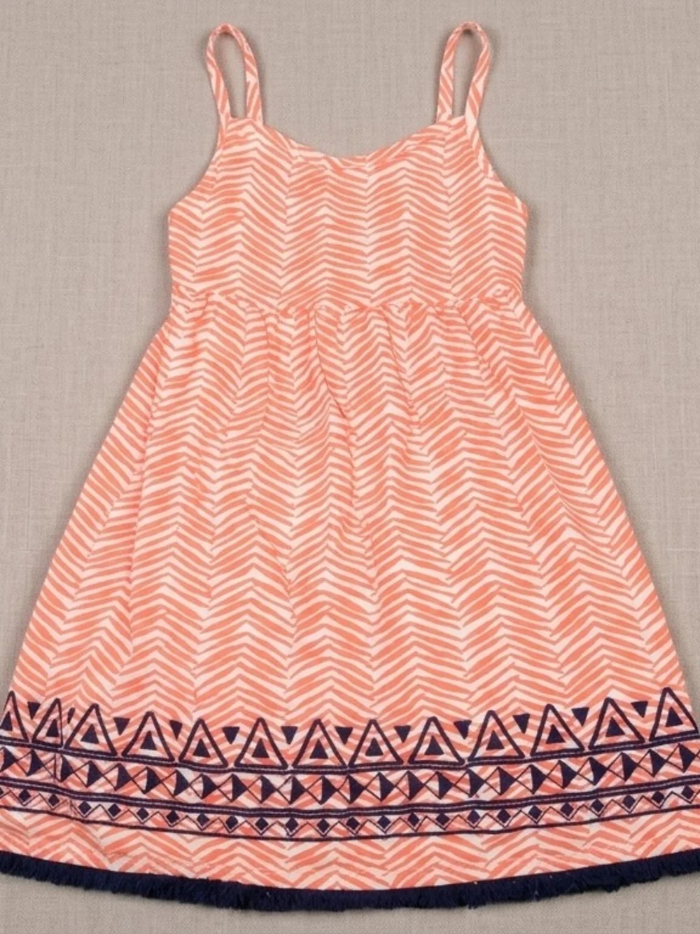 Gymboree Coral Chevron Sundress with Black Tribal Hem